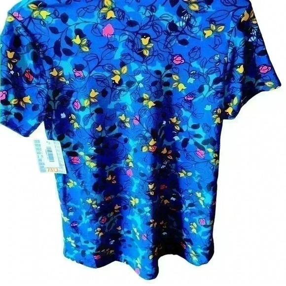 Lularoe XS‎ blue floral short sleeve Classic T shirt . NWT - Picture 2 of 8